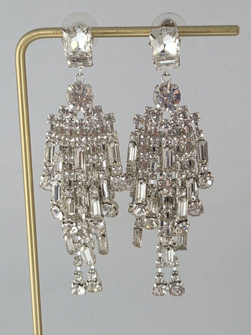 Art Deco Style Rhinestone Fringe Chandelier Earrings | Bridal & Prom